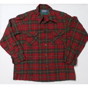 Vintage Pendleton Mens‎ Wool Flannel Shirt L Red Plaid Heritage Americana Rugged